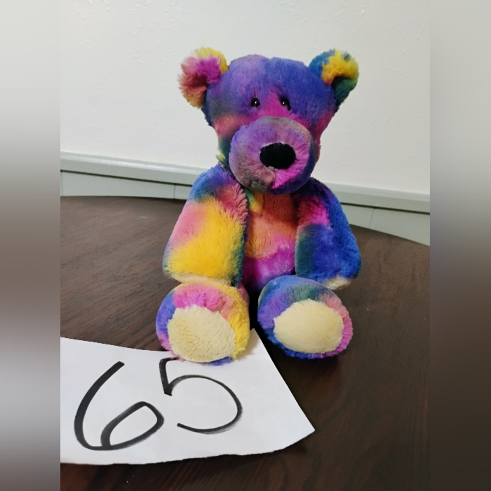 Mary Meyer Teddy Bear 14" Marshmallow Tie Dye Multi Color Rainbow Lovey